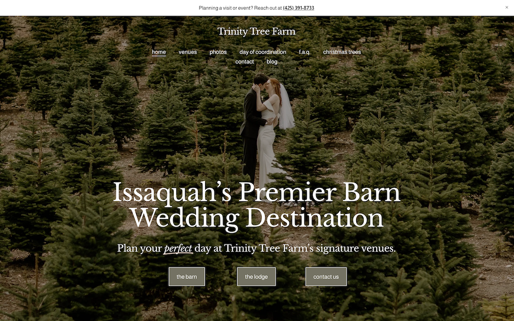 Image of Trinity Tree Farm's new website homepage